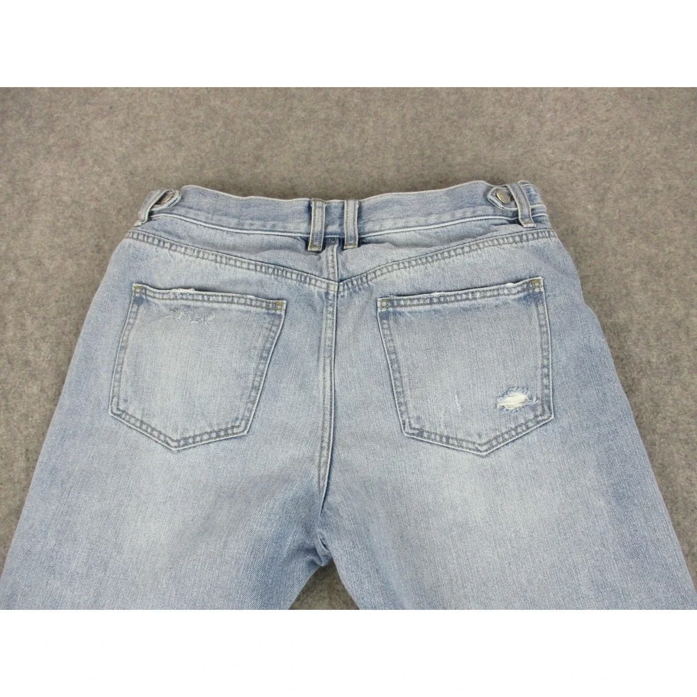 We The Free Jeans Womens 30 Blue Boyfriend Ankle Relaxed Distressed Light Wash